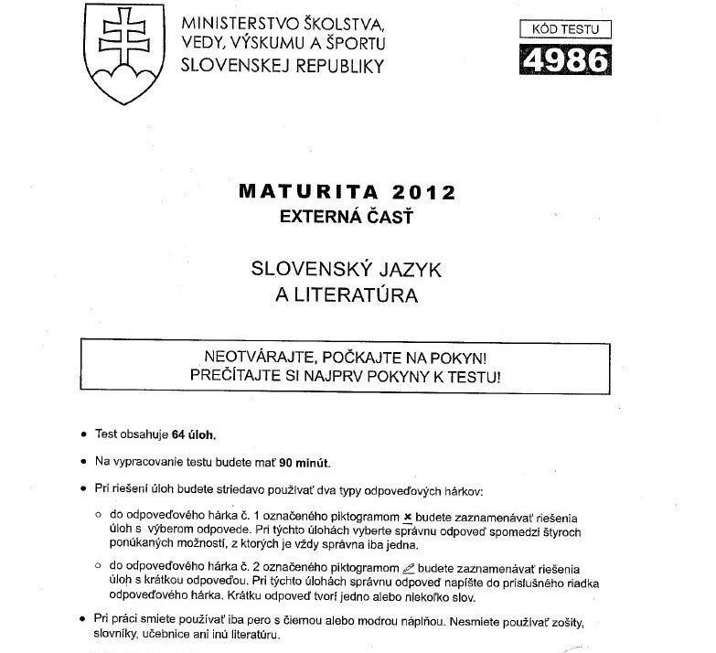 V externej časti maturitného