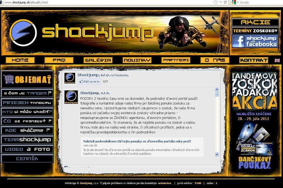 Firma Shockjump, s.r.o., upozorňuje