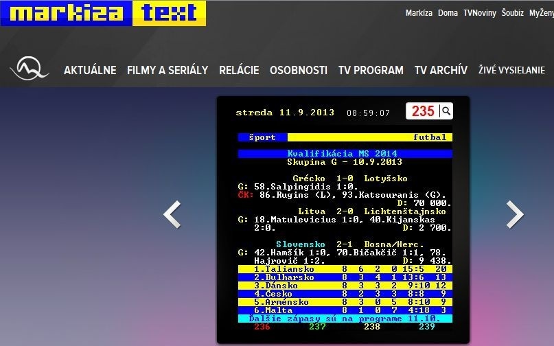 Podľa tohto teletextu Slováci