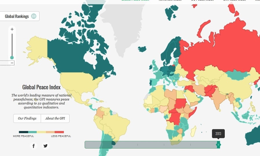 Mapa zobrazuje úroveň mieru