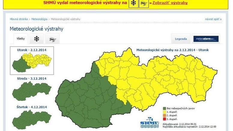 SHMÚ vydal výstrahu pred