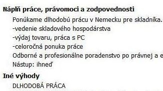 Pracovná ponuka v Nemecku