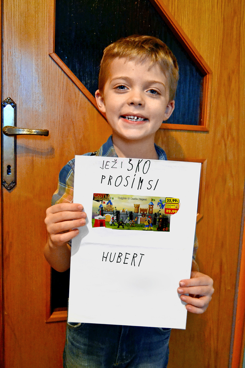 Hubert (6) vlastnoručne napísal