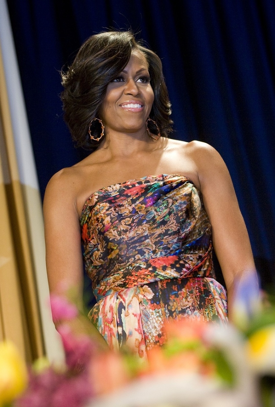 Michelle Obama žiarila spokojnosťou.