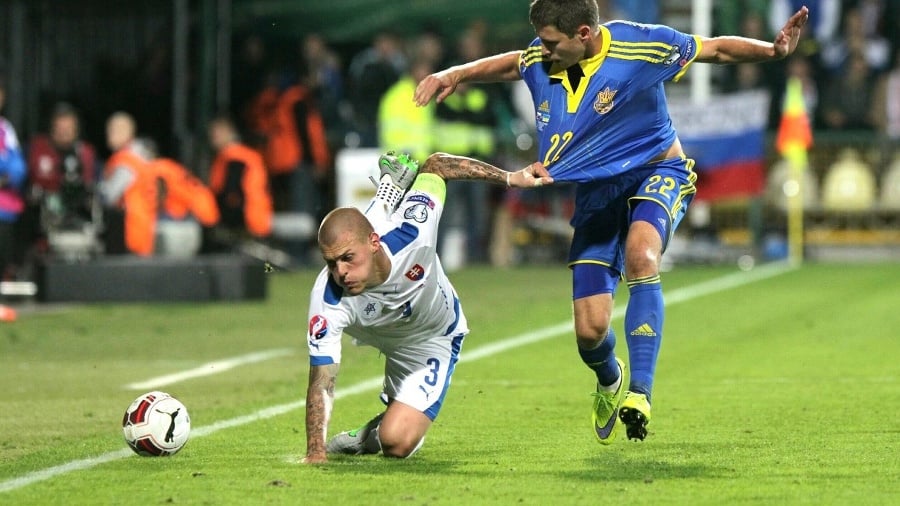 Slovenskí futbalisti v zápase