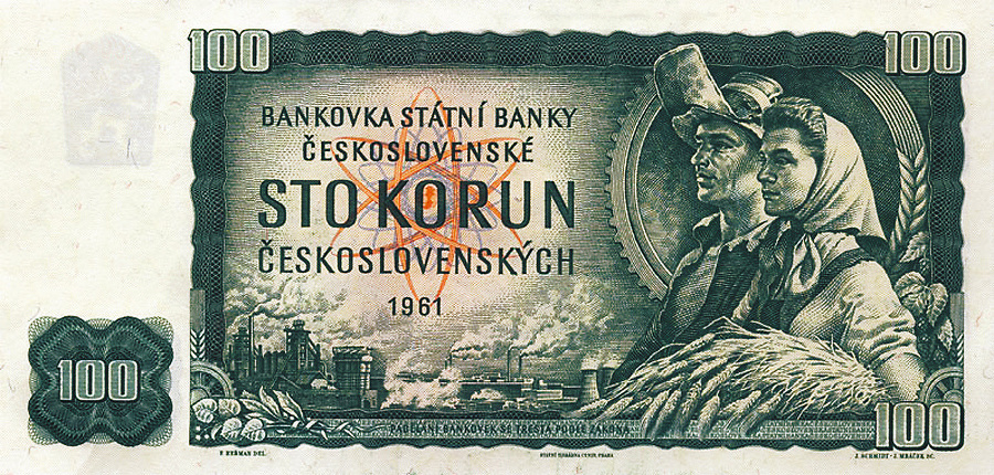 Československá stokorunová bankovka z