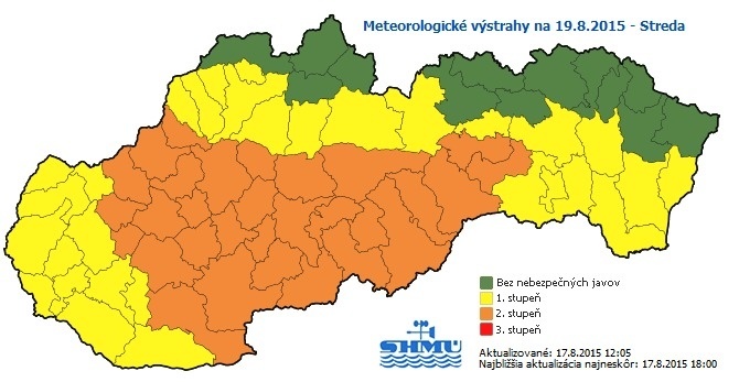 Výstraha pred dažďom platí