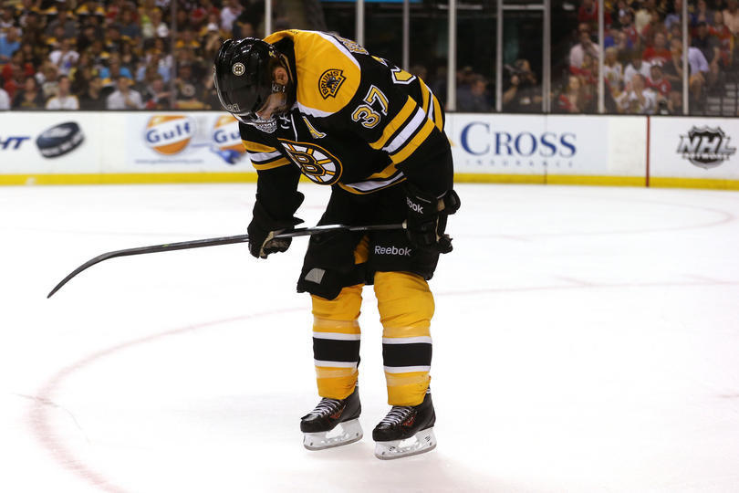 Sklamaný Patrice Bergeron.