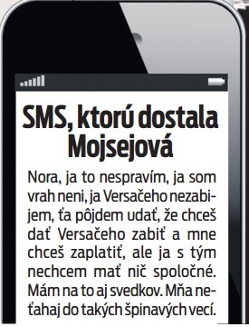 SMS, ktorú dostala Mojsejová.