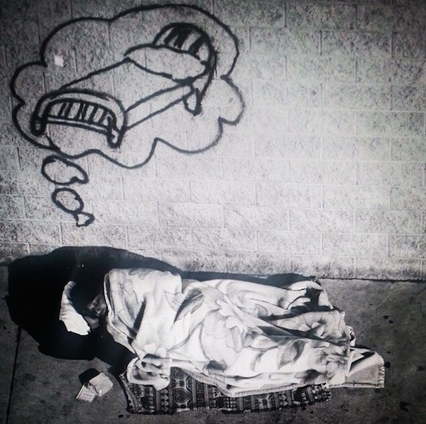 Graffiti pre domovy bezdomovcov.
