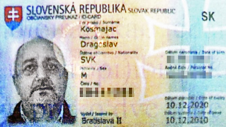 Občiansky preukaz Drahoslava Kosmajaca.