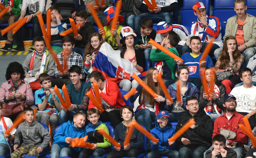Slovenskí fanúšikovia povzbudzovali hokejistov.