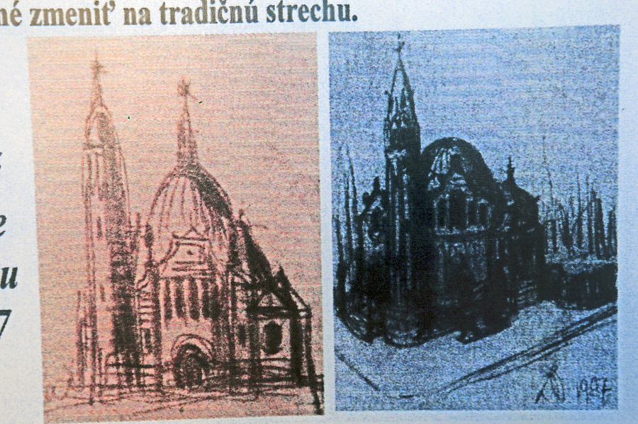 Skice pôvodného kostola.