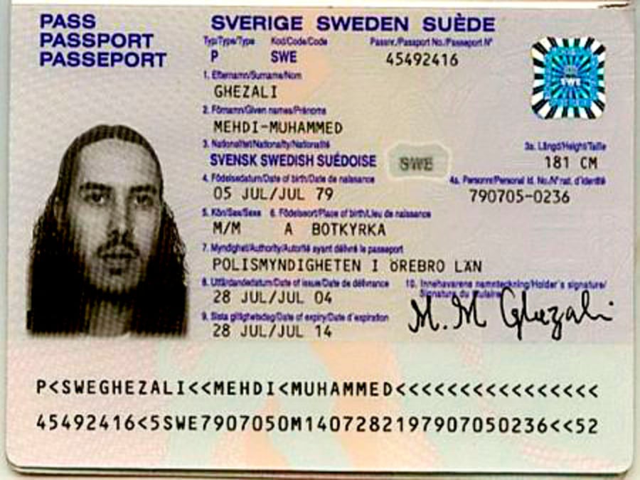 Falošný  švédsky pas.