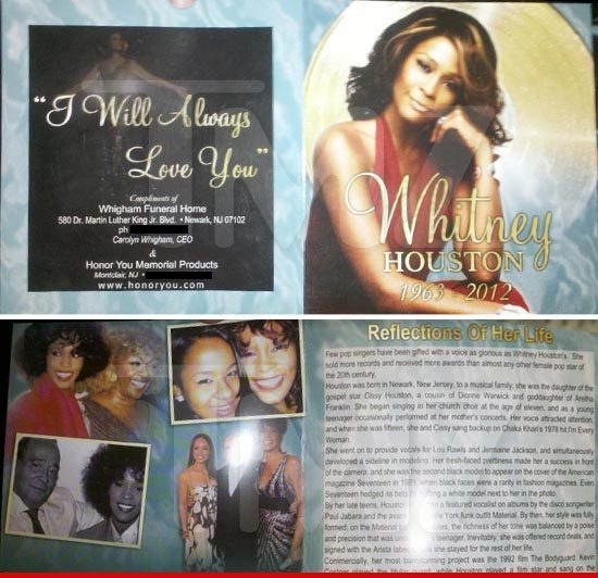 Program pohrebu speváčky Whitney