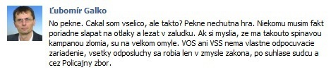 Ľubomír Galko sa k škandálu vyjadril zatiaľ len na svojej stránke na facebooku.