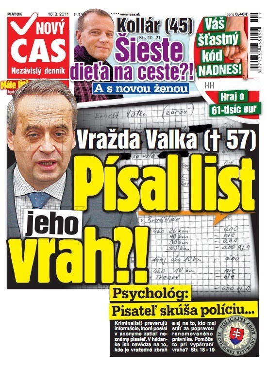 Titulka Nový Čas- 17.3.2011