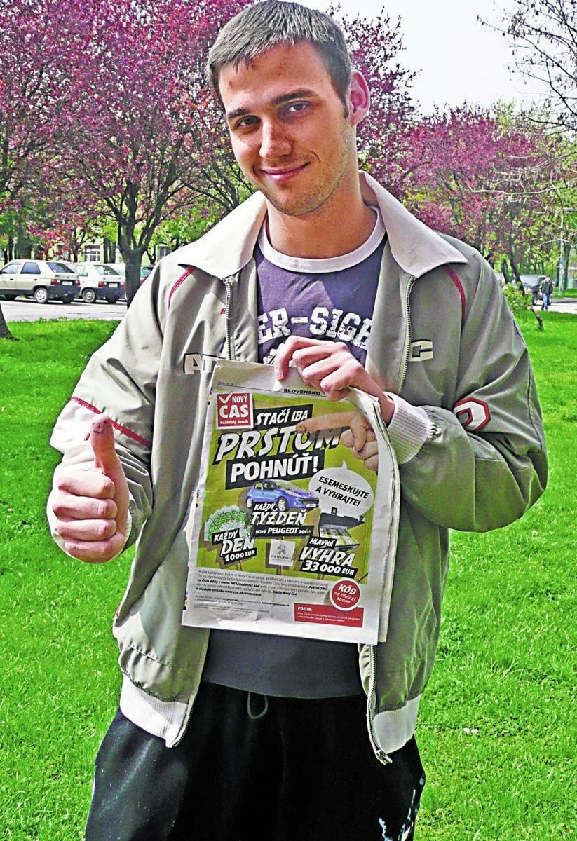 Viliam Bakai (24) vyhral vďaka Novému Času hotovosť 1 000 €.