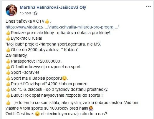 Status Martiny Halinárovej-Jašicovej.