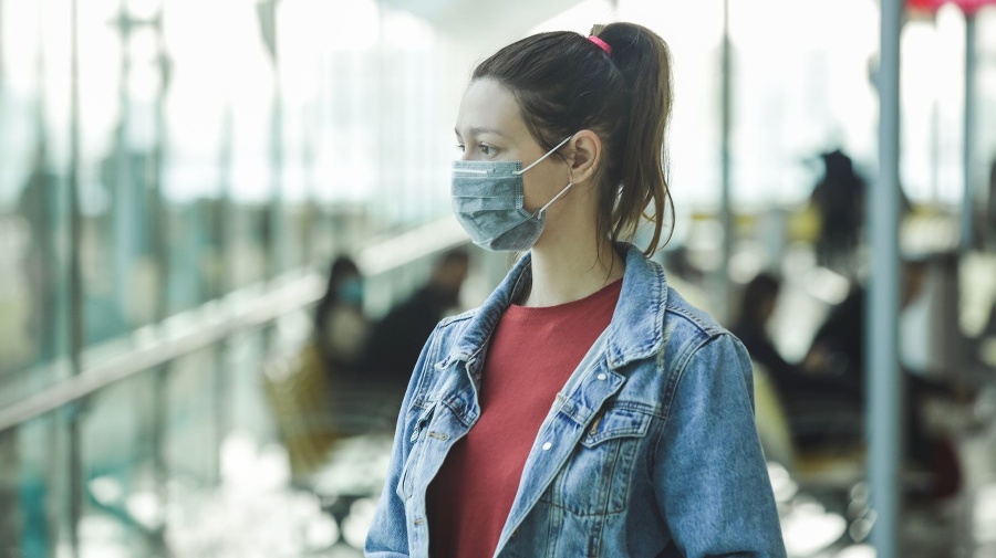 Woman wearing protective mask