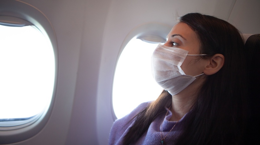 Woman with protective mask