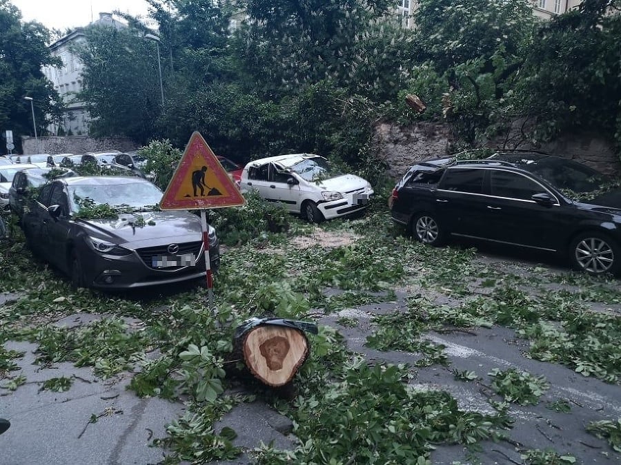 Spadnutý strom poškodil 4