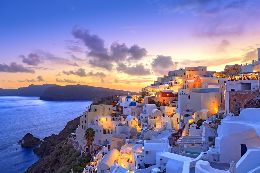 Santorini sunset at dawn