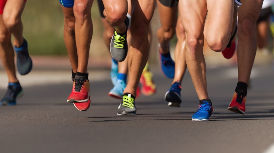 Marathon running race, people