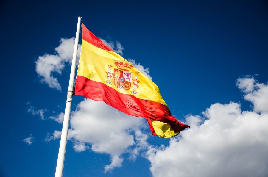 Spanish flag waving in