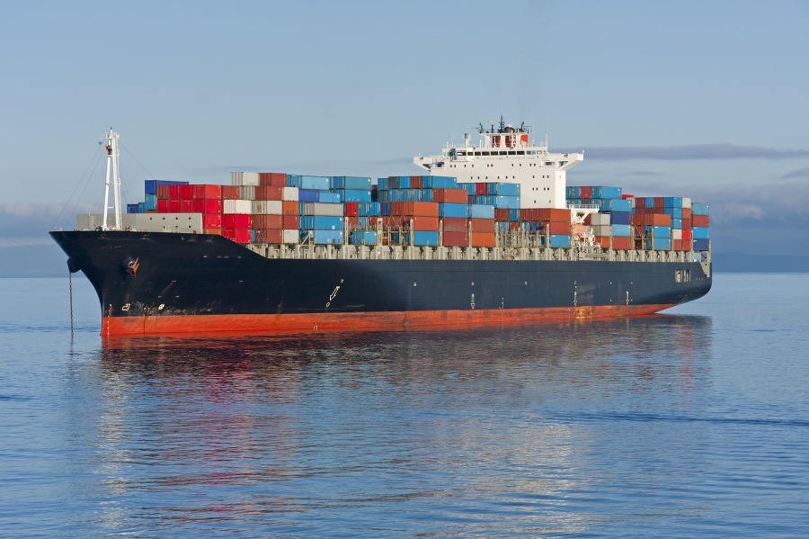 A container ship anchored