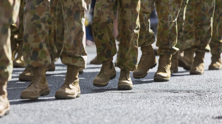 Feet of soldiers marching