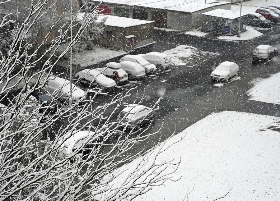 Aprílové sneženie v Trebišove.