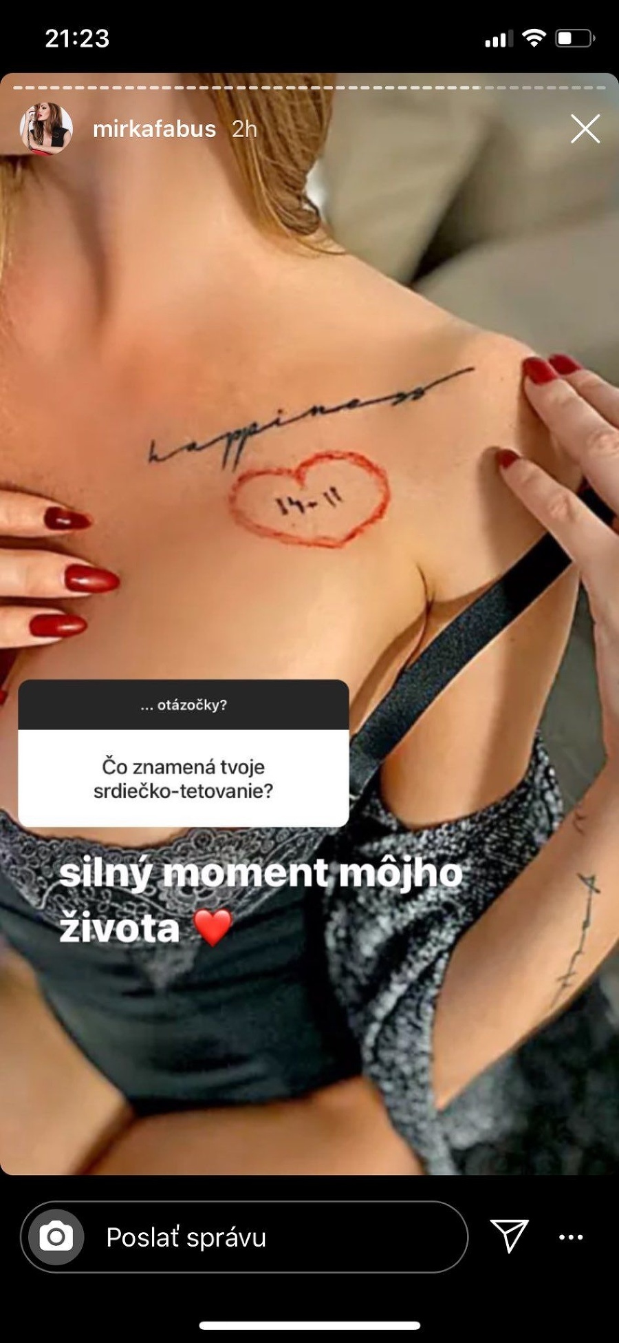Kráska si dala vytetovať dôležitý dátum.