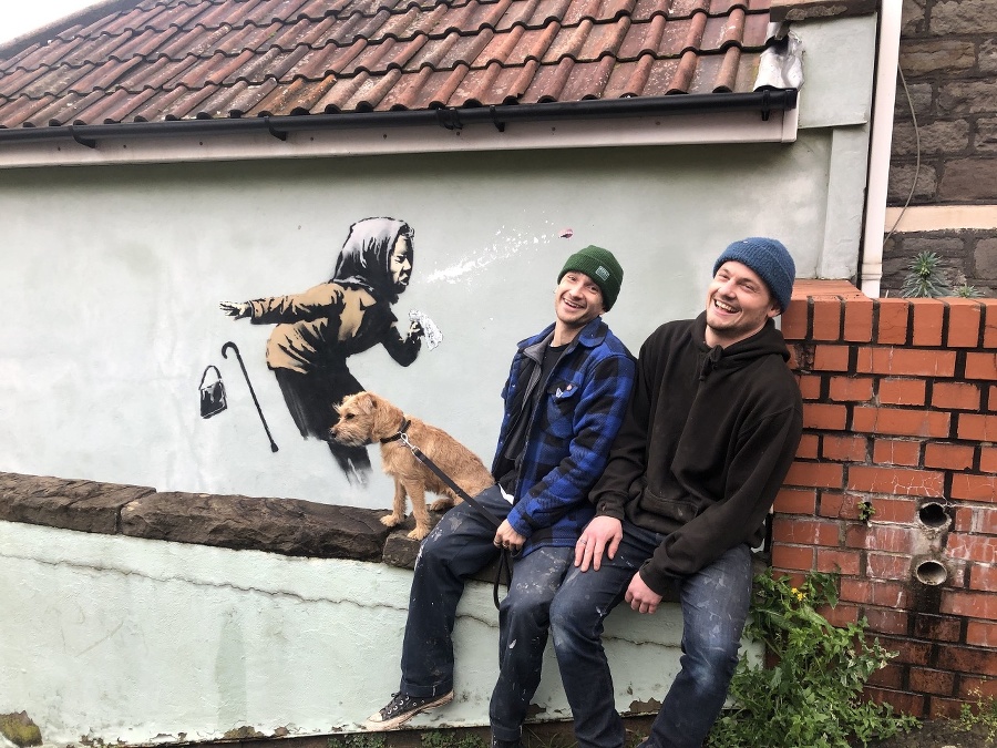 Banksyho maľba v Bristole.