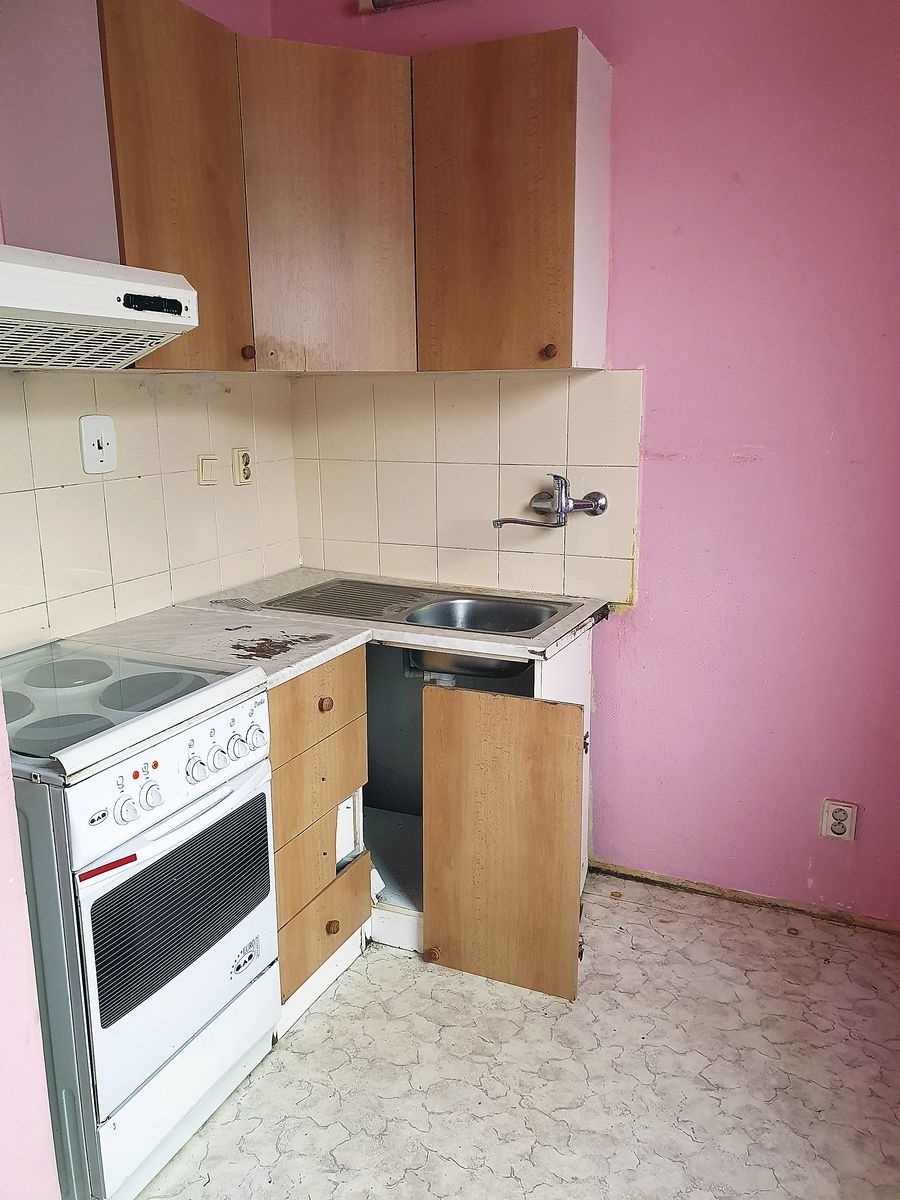 V byte je len kuchynská linka a treba ho vymaľovať.