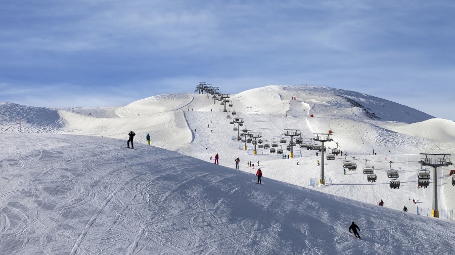 Snowy ski track prepared