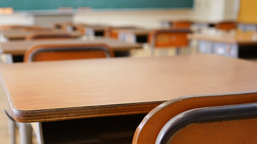 School classroom with blackboard