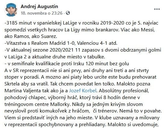 Augustin sa kriticky vyjadril