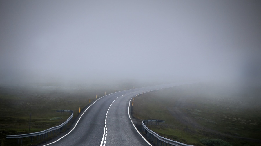 Road in fog (mist).