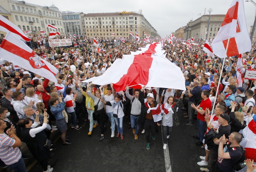 Protesty v Bielorusku.