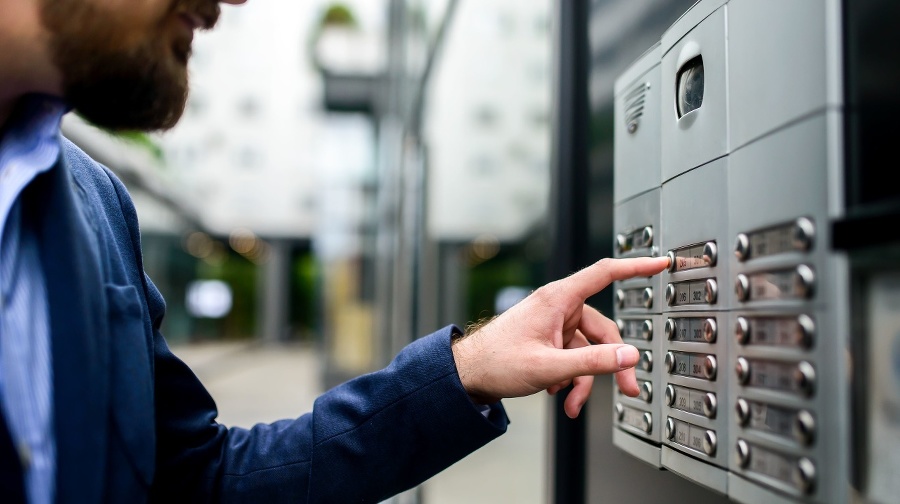 Man pushing the button