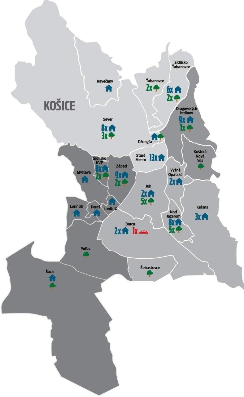 Mapa odberných miest v