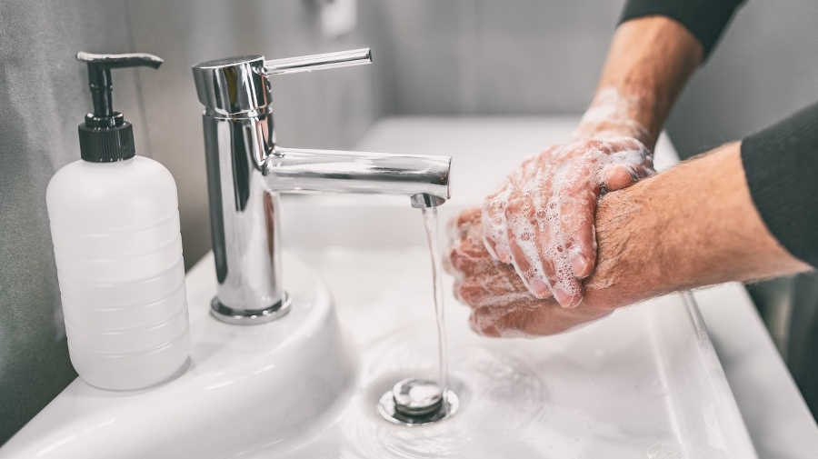 Washing hands rubbing with