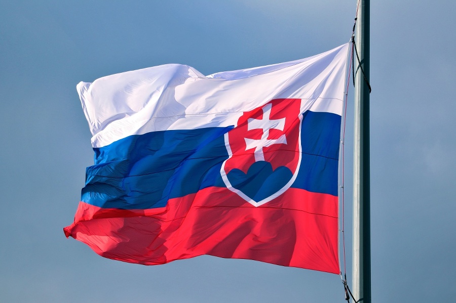 Flag of Slovakia against