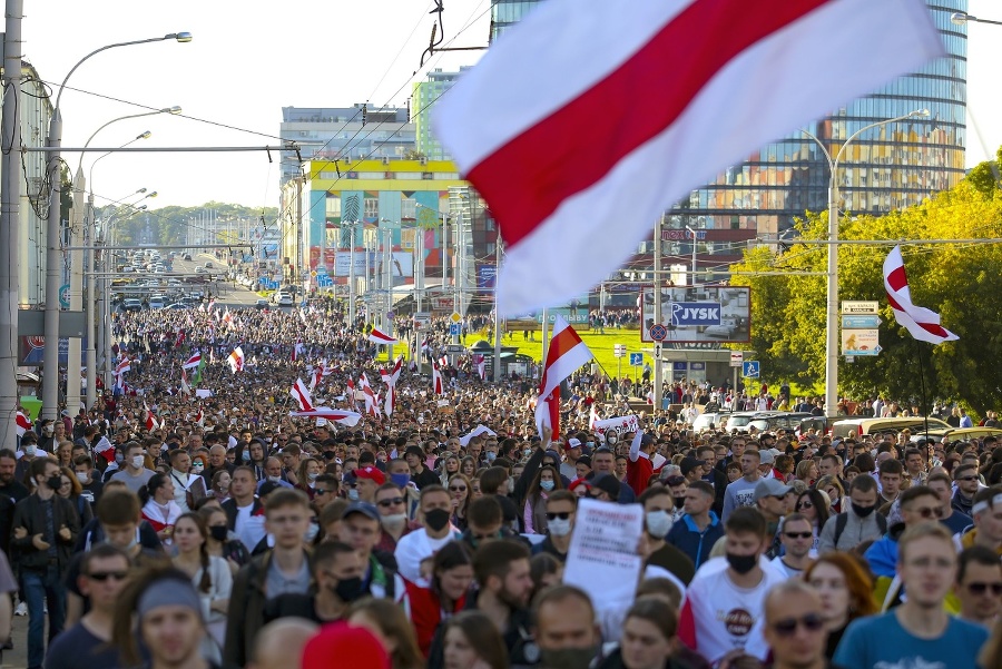 Pochod solidarity v Minsku.
