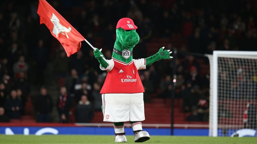 Maskot Gunnersaurus bol na