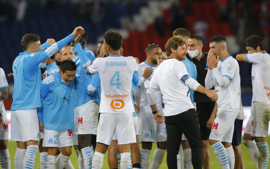 Hráči Marseille po výhre nad PSG.
