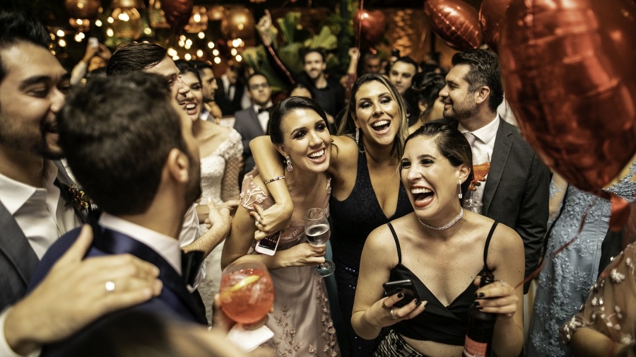 Groom and wedding guests