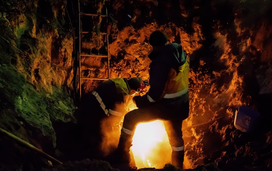 Worksers fixing water canal