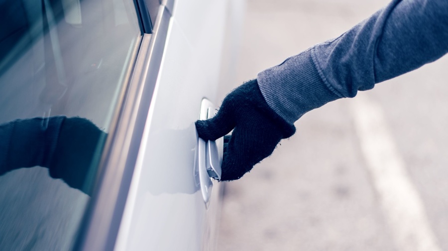 Man stealing a car